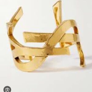 Yves Saint Laurent Shiny Gold Sculptural Cuff